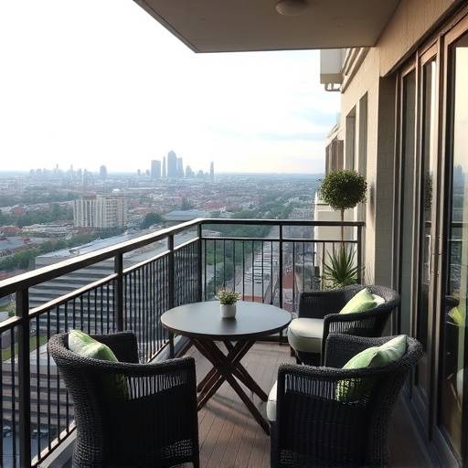 A private balcony with comfortable seating, providing a tranquil outdoor space in the city.