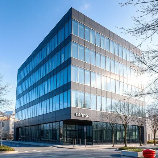 Exterior view of the company's modern office building