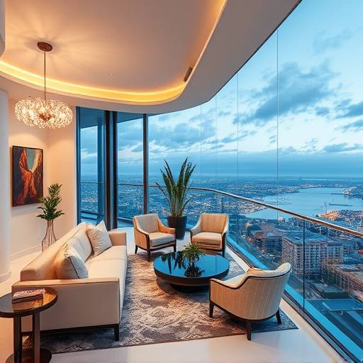 Luxury penthouse apartment with panoramic views and elegant furniture
